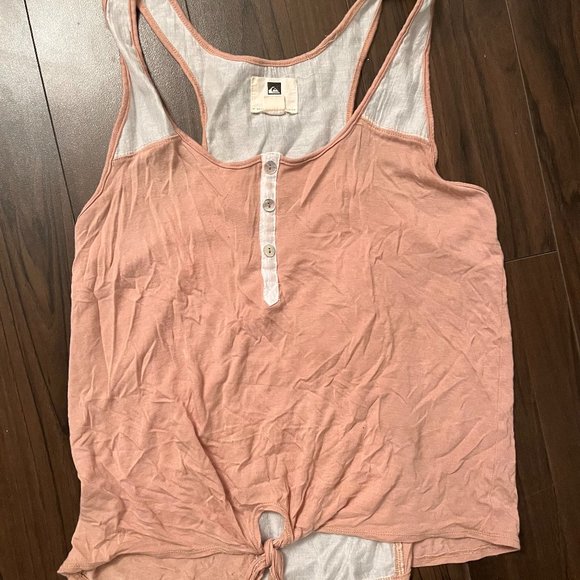 Quiksilver Womens Peach/Nude Tie-Front Tank Top - Size S - Picture 1 of 3